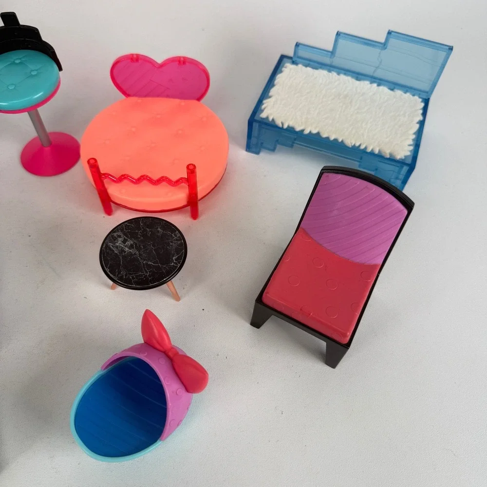 LOL Surprise Dollhouse Furniture Lot 11pc Vanity Beds Stools Accessories MGA